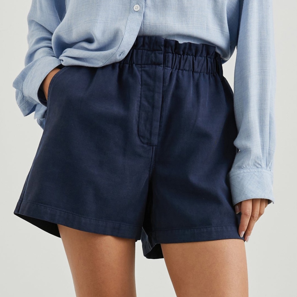 Rails Navy High-Waist Cotton Shorts